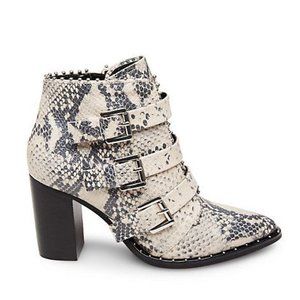 Snakeskin Buckle High Heel Ankle Boots